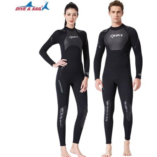 Wetsuit Men Women 1.5mm Neoprene One Piece Full Diving Suits Long Sleeve Swimsuit with Back Zipper Surf Dive Swim Suits UPF 50
