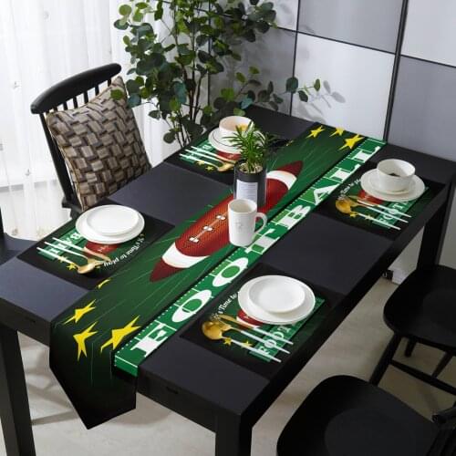 Gymnasium Soccer Balls Football Design Table Runner Table Mats Cover For Home Wedding Banquet Festival Party Hotel Decoration
