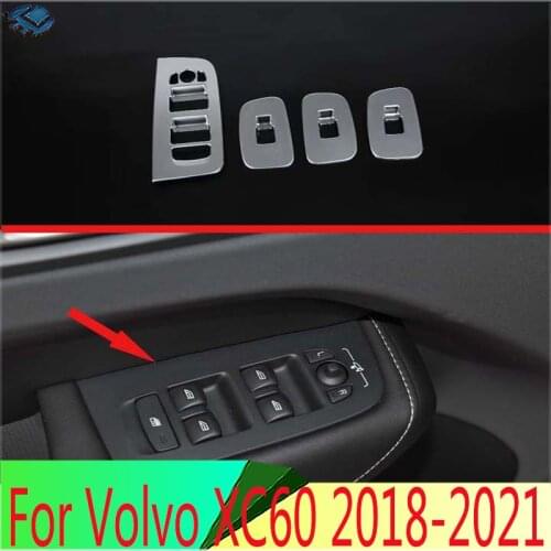 For Volvo XC60 2018 2019 ABS Chrome Door Window Armrest Cover Switch Panel Trim Molding Garnish