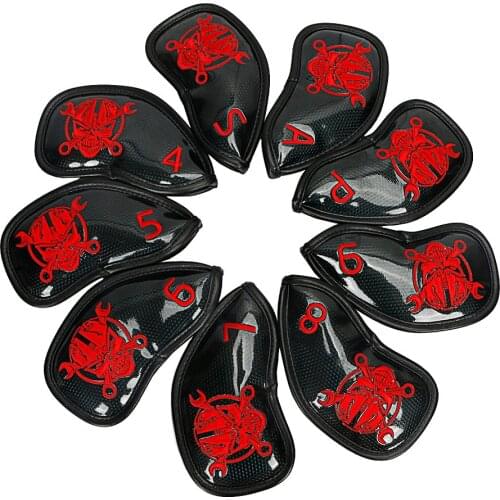 Golf Headcover clubs irons PU skull Embroidery 3colors to choose free shipping
