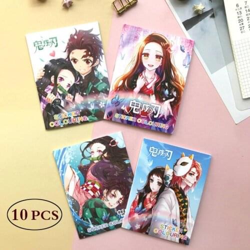 Demon Slayer Kimetsu No Yaiba Anime Coloring Book For Children Kill Time Painting Drawing Antistress Books With Page Sticker