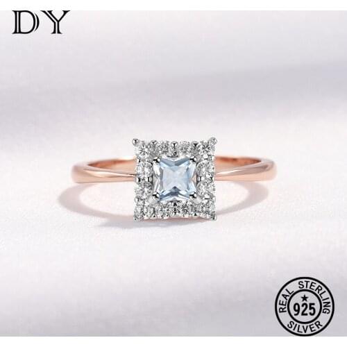 DY 925 Sterling Silver Rings For Women Blue Sky Zircon Stone кольца акацуки Party Vintage Classic Gift Fine Jewelry Making