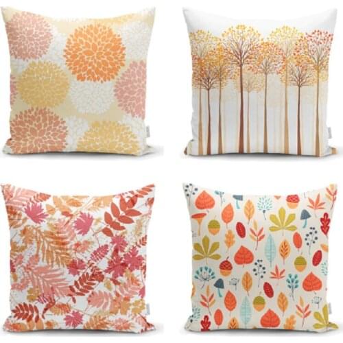 4 PIECES CUSHION COVER SET 45X45 CM FLORAL