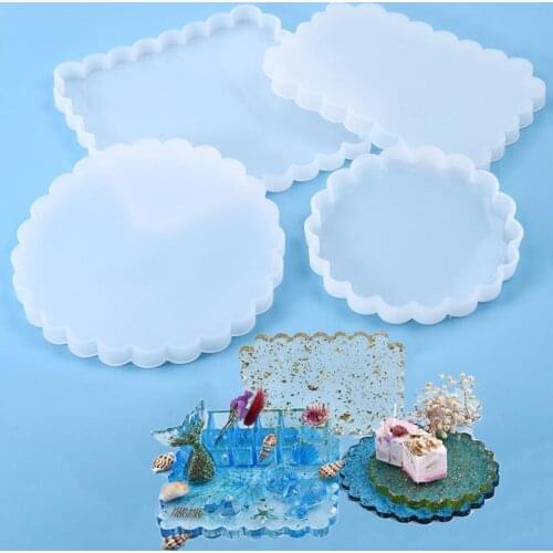 Round Square Wavy Swing Table Coaster Tea Tray Molds DIY Epoxy UV Resin Craft Fruit Tray Silicone Mold Jewelry Making Tools