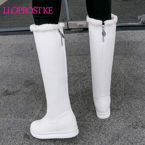 Lloprost ke big size 34-43 fahsion knee high boots round toe platform ladies winter boots keep warm ladies snow boots 2020 new