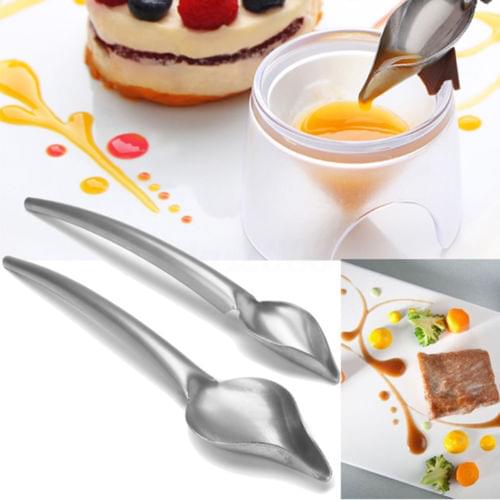 2Sizes Chocolate Cream Sauce Spoon Decoration Spoons for Coffee Cake Baking Chef Drawing Sauce Cooking Tools