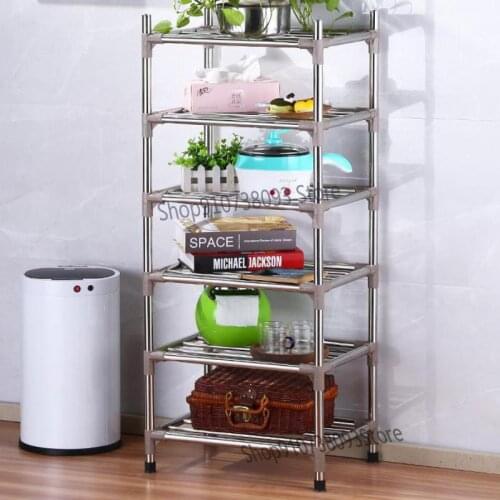 Stainless Steel Kitchen Shelf Multi-layer Pot Rack Floor Grocery Storage Rack Corner Shelf Washbasin Rack Cutting Board