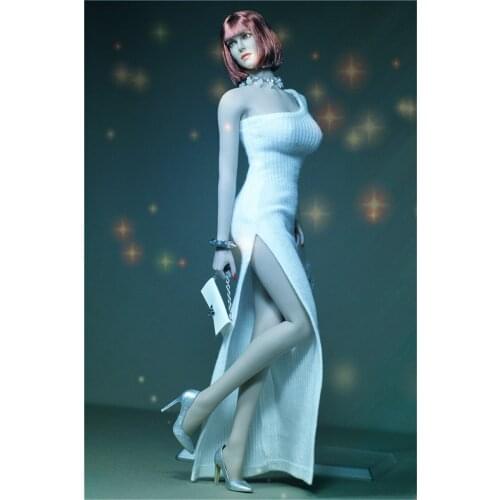 Mnotht 1/6 Scale White Dress Evening Longuette Sexy Skirt for 12in Action Figure Toy Collection