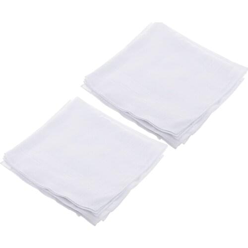 24 Pieces Fashion Solid Mens Large White Handkerchiefs Hankies Towels 41x41cm