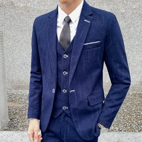 The new mens fashion printing business suit youth fall 2021 single vocational work suit three