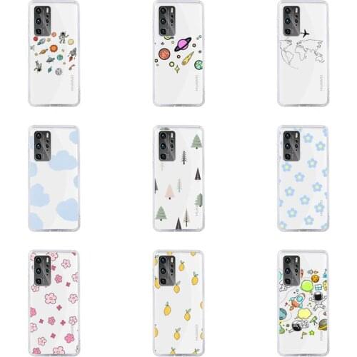 Cute flower creative cartoon Phone Case Transparent For Huawei honor V 9 8 10 20 7 i S A C X pro lite play Soft TPU Clear bags