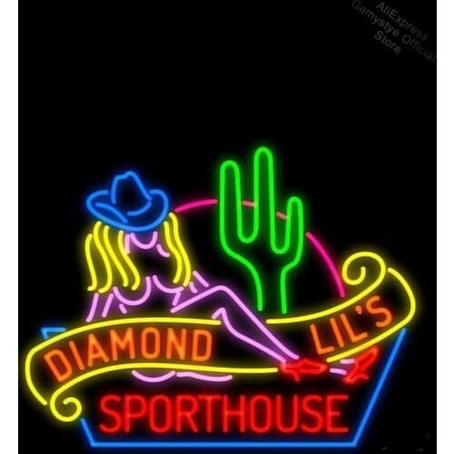 Neon Sign For Sexy Diamond Lils Sporthouse Las Vegas resterant decorate light Real Glass Neon Enseign Lumineuse Bar Neon Light