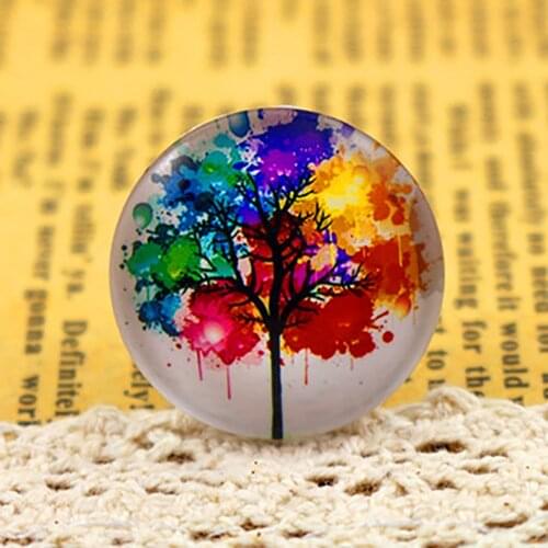 New Fashion 5pcs/Lot 25mm Tree of Life Style Handmade Photo Glass Cabochons