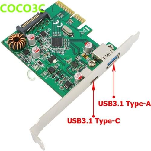 Newest 10Gbps USB3.1 Type C Type A Converter Adapter PCI Express X4 To USB3.1 Type C+A PCI-e Controller Card