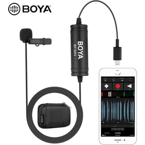 Newest BOYA BY-DM1 Lavalier Microphone Clip-on Mic w IOS Interface Plug for iPhone X 8 7 Plus iPad Pro Mini 4 2 Air 2 iPOD TOUCH