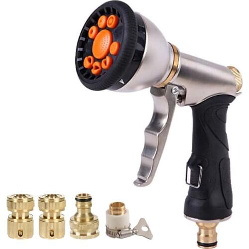 The New Metal 9 Function Garden Water Trigger Nozzle with Front Trigger Pressure Washer Soft Grip Sprayers Zinc Alloy BB-2220