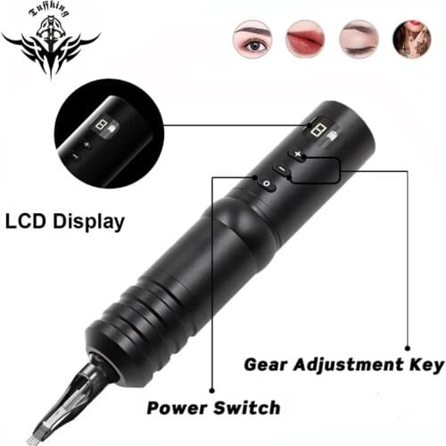 New Wireless Battery Tattoo Machine Pen Strong Quiet Motor Tattoo Gun Stable 1800MA Output Professional Display Tattoo Equipment