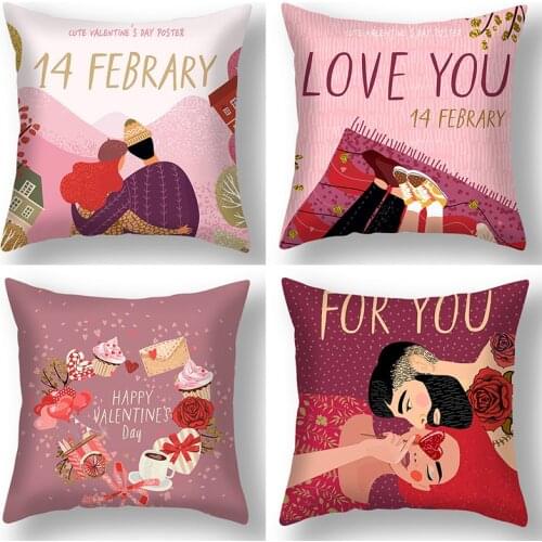 New Love Design Pillow Case Letter Cushion Cover Home Decor Bedroom Bedding Sets Square Pillowcase Romantic Valentine Day Gift