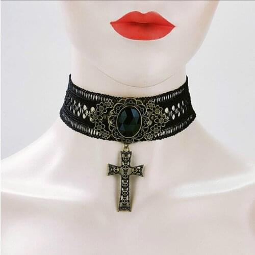 Necklace Ladies Necklace Europe and The Middle East Halloween Jesus Jewelry Skull Ghost Lace Necklace Female Clavicle Chain