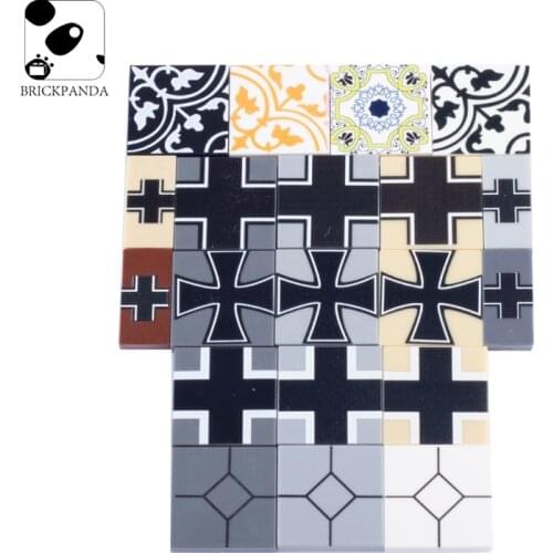 MOC Printed Accessories Building Blocks Military Truck Tank Figures Weapon Parts 2X2 Medieval Soldiers Bricks Toy for Kids 3068