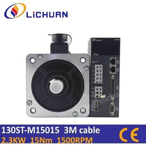 Hot sell AC Servo motor 2.3KW 130ST-M15015 servo drive kit 15Nm 1500rpm AC220V 2.3KW servo motor with driver for CNC machine