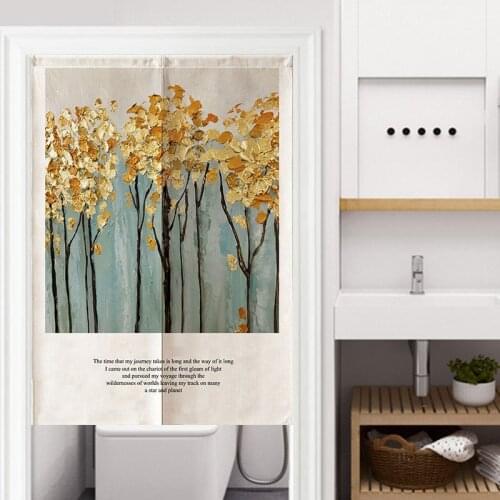 Modern Half Curtain Dust-proof Door Curtain for Bedrooms Kitchens Cafes Scenery Pattern Door Screen Doorway Curtains Home Decor