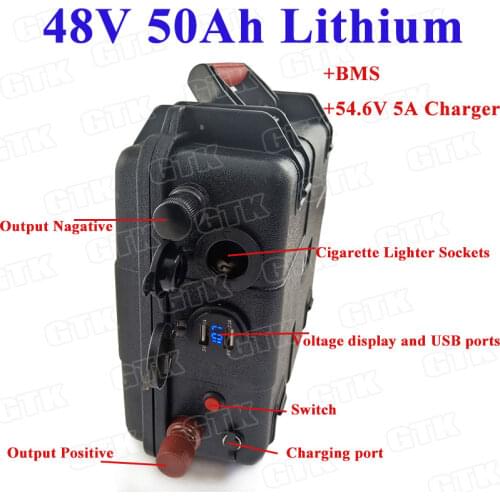 48V 50Ah Waterproof lithium li ion battery pack built-in BMS for solar storage golf cart EV home solar motorcycle ebike+charger