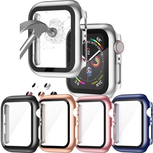 Glass+Cover For Apple Watch PC Case 44mm 40mm 42mm 38mm Screen Protector Shock Absorber Accessories For iWatch Series 6 5 4 3 se