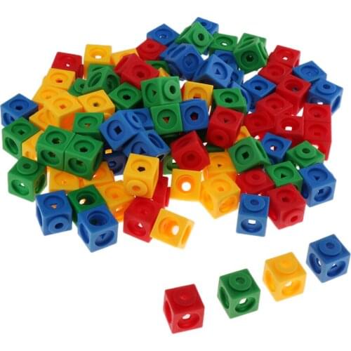 100 Pieces Education Kids Baby Gift Mathlink Cubes Building Aids 4 Colors