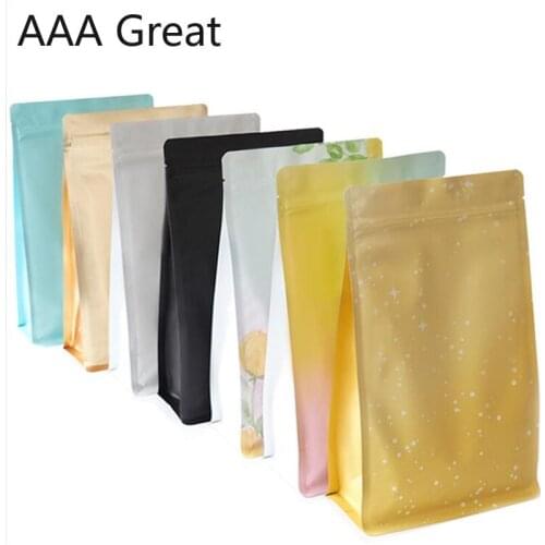 100Pcs/Lot Ziplock Bag Tea Coffee Bean Food Packaging Bags Dog Food Aluminum Foil Stand Up Pouches Storage Mylar Candy Snacks