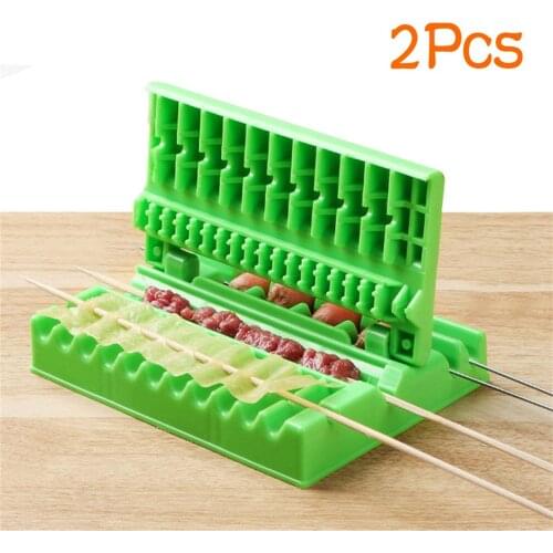 2PCS Barbecue Stringer Skewers Kebab Maker Box Machine Beef Meat Vegetable String Grill Barbecue Kitchen Accessories BBQ Gadget