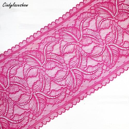 1Yard 23cm Width Leaves Stretch Lace Ribbon Lace Trim Purple Red Elastic Lace Fabrics Bra Underwear Garters Sewing