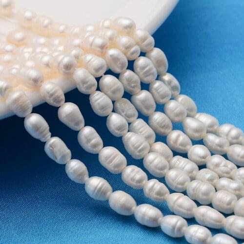 20Strands Grade A Natural Freshwater Pearl Strands Idea for Jewelry Gift Making, Rice Beads White, 4~5mm, Hole: 0.8mm; 55pcs/str