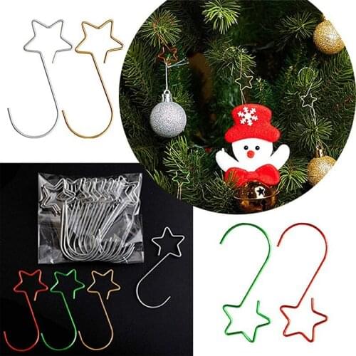 20Pcs Christmas Decoration Wreath Hook New Star Metal Christmas Flower Hook Christmas Home Party Decoration