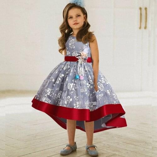 2021 Summer Vintage Embroidery Dresses For Girls Children Baby Girl Party Dress Flower Wedding Princess Dress Color Stitching