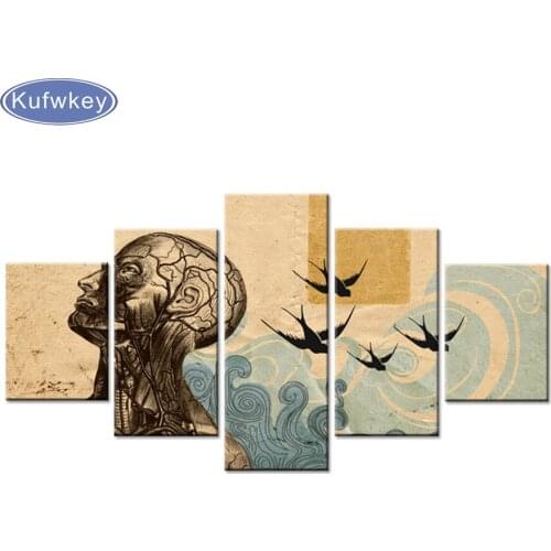 5pcs diamond embroidery canvas painting wall art home decoration wall picture diamond painting bedroom decor,diamond mosaic