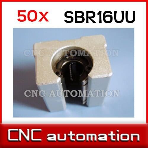 50pcs SBR16UU SBR16 16mm Linear Ball Bearing Block CNC Router shaft rail