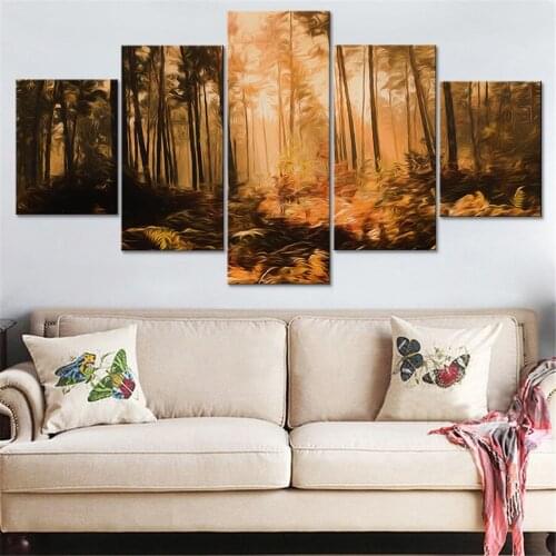 Abstract Poster Modular Pictures Canvas HD Prints Autumn Forest Landscape Paintings Decor For Living Room Wall Art Framed Modern