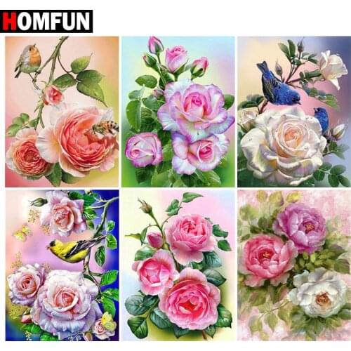 HOMFUN 3D Diamond Painting "Flower bird scenery" DIY Full Rhinestones Drill Cross-stitch Kits Square Round Diamond Embroidery