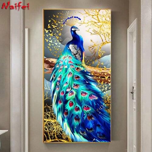 DIY Diamond Embroidery Animla Peacock Cross Stitch Diamond Painting Full Blue Peacock Animlas Handicraft Art Gift Home Decor