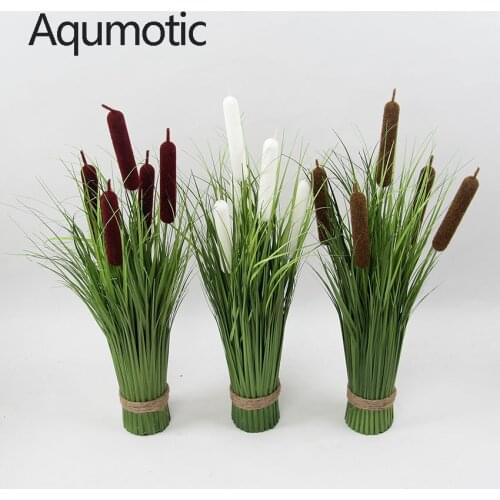 Aqumotic 55cm（1.8ft）Reed Stick Bouquet 1pc Artificial Onion Grass Imitation Plants Bonsai Setaria Plastic Flowers Fake Flower
