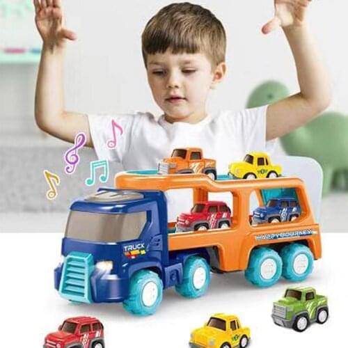 Big Construction Trucks Set Toys Mini Car Airplane Model Engineering Toys Vehicles Carrier Truck Gifts Education Toys For Boys
