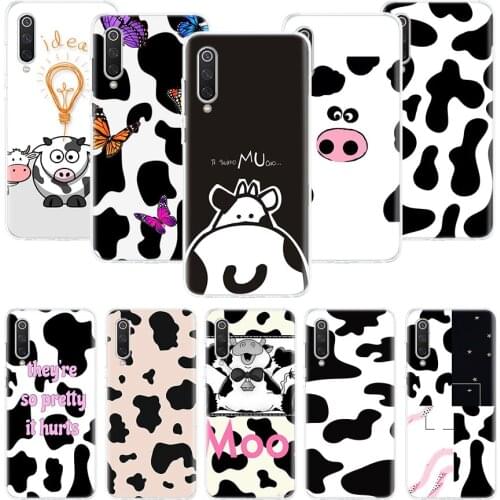 Cow Pattern Black White Phone Case For Xiaomi Mi Note 10 11 9 8 10T 9T CC9 A1 A2 A3 5X 6X Pocophone F1 X3 F2 Pro Lite Coque Cove