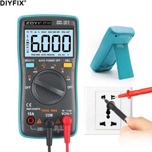 DIYFIX ZT101 Digital Multimeter Ammeter Voltmeter DC AC Voltage Current 6000 Counts With Backligh Tester Digital Multimeter