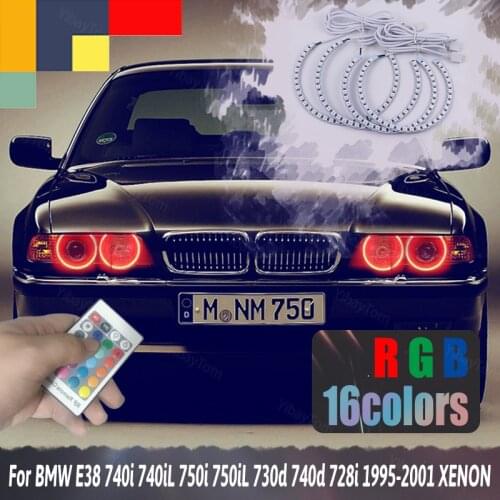 RGB Angel Eyes for BMW 7 Series E38 1995-2001 XENON Headlight LED Halo Running Lights Car Accessories Tuning DIY