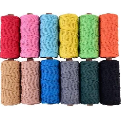 3mm Colored 100% Cotton Rope colorful Twine Macrame DIY Cord String Thread Party Wedding Decoration Craft Products Accessories