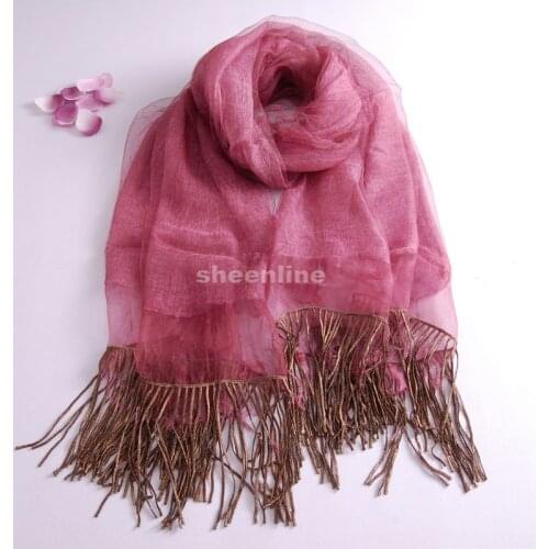 12 Colors High Quality Silk Organza Linen Beading Long Scarf Autumn Winter Warm Wrap Embroidery Ethnic Pashmina