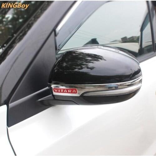 For Suzuki Vitara 2016-2018 Car body ABS chrome back rear view Rearview Side Mirror Cover sticks trim frame lamp hood 2pcs