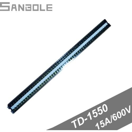 TD-1550 Connector Dual Row DIN rail mounting Fixed Terminal block 15A/600V 50 Positions Screw Barrier Strip cable wiring