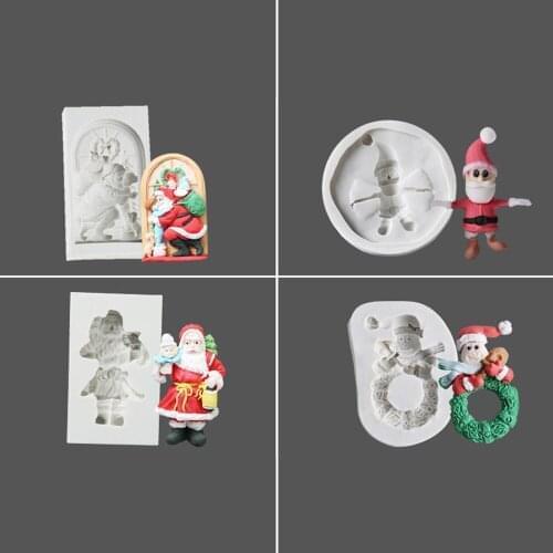 Handmade Silicone Mold Series Cake Mould Snowman Santa Soap Molds Elk Snowman Santa Claus Bells Aroma Wax Mould Christmas